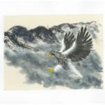 Steller Sea Eagle ( Sized Kumohada-mashi paper ) Painted with Toukaen Paulownia Oil ink, Suibokugayou Aozumi, Teiou Shiboku ink Arlo Mercia