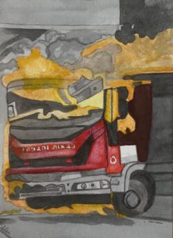 grey smoke.